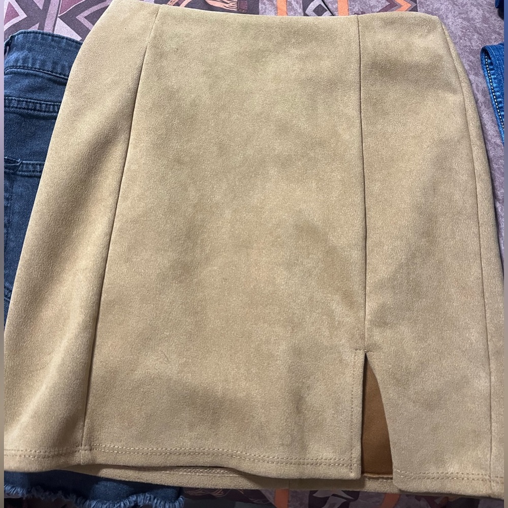Suede short skirt